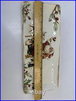 RARE Pier 1 Winter's Wonder Ceramic Platter 14 Holiday Santa Reindeer Tray