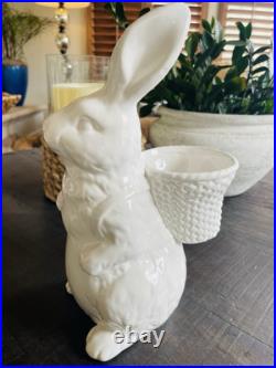 RARE Pottery Barn Set 3 CERAMIC GARDEN BUNNIES SITTING & VASE EASTER Planter RARE Pottery Barn Set 3 CERAMIC GARDEN BUNNIES SITTING & VASE EASTER Planter