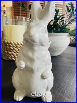 RARE Pottery Barn Set 3 CERAMIC GARDEN BUNNIES SITTING & VASE EASTER Planter RARE Pottery Barn Set 3 CERAMIC GARDEN BUNNIES SITTING & VASE EASTER Planter
