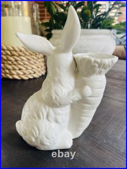 RARE Pottery Barn Set 3 CERAMIC GARDEN BUNNIES SITTING & VASE EASTER Planter RARE Pottery Barn Set 3 CERAMIC GARDEN BUNNIES SITTING & VASE EASTER Planter