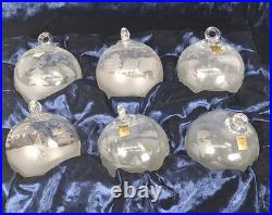 RARE Set of 6 La Vida Clear Crystal Christmas Ball Hand Blown Hand Cut Ornaments RARE Set of 6 La Vida Clear Crystal Christmas Ball Hand Blown Hand Cut Ornaments