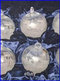 RARE Set of 6 La Vida Clear Crystal Christmas Ball Hand Blown Hand Cut Ornaments RARE Set of 6 La Vida Clear Crystal Christmas Ball Hand Blown Hand Cut Ornaments