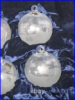 RARE Set of 6 La Vida Clear Crystal Christmas Ball Hand Blown Hand Cut Ornaments RARE Set of 6 La Vida Clear Crystal Christmas Ball Hand Blown Hand Cut Ornaments