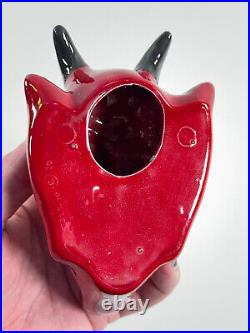 RARE vtg Ceramic Devil Krampus ashtray wall hanger incense burner halloween