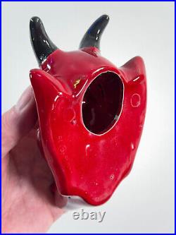 RARE vtg Ceramic Devil Krampus ashtray wall hanger incense burner halloween