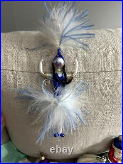 Radko Italian Blue Feathered Fancy Lady Dancer Perfect Condition