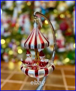 Radko PEPPERMINT TWIST Santa Carousel Christmas Ornament Italy 96-020-0