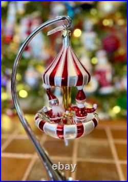 Radko PEPPERMINT TWIST Santa Carousel Christmas Ornament Italy 96-020-0