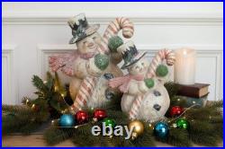 Ragon House 10-inch Primitive Mache Candy Cane Snowman Retro Christmas Figurin