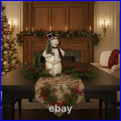 Ragon House 15.5-inch Primitive Mache Face Snowman with Bottle Brush Tree