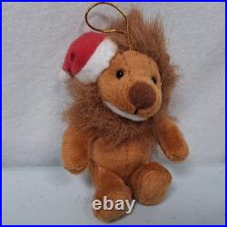 Rainforest Cafe Chrsitmas Ornament Stuffed Animal Plush Lion Santa Hat 4