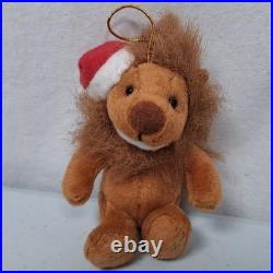 Rainforest Cafe Chrsitmas Ornament Stuffed Animal Plush Lion Santa Hat 4