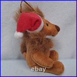 Rainforest Cafe Chrsitmas Ornament Stuffed Animal Plush Lion Santa Hat 4