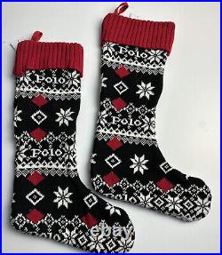 Ralph Lauren Polo Fair Isle Skiing Bear Set Of 2 Christmas Stockings NWT