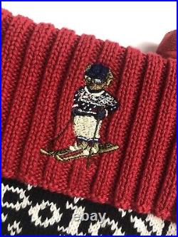 Ralph Lauren Polo Fair Isle Skiing Bear Set Of 2 Christmas Stockings NWT