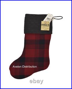 Ralph Lauren RRL Red Black Plaid Wool 18 Holiday Christmas Stocking New $295