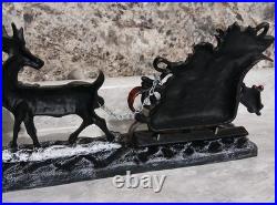 Rare 26 Painted Cast Iron Santa & Reindeer Five Hook Christmas Stocking Holder