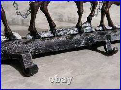 Rare 26 Painted Cast Iron Santa & Reindeer Five Hook Christmas Stocking Holder