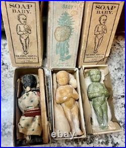 Rare Antique SOAP BABY, soap dolls in original boxes. Lot of 3 Rare Antique SOAP BABY, soap dolls in original boxes. Lot of 3