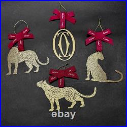 Rare Authentic Cartier Christmas Hanging Ornaments Metal Decoration 4 Pieces Set
