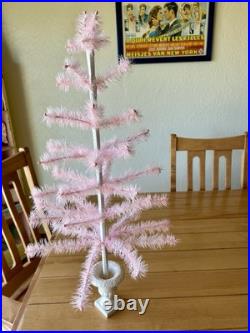 Rare Bethany Lowe Pink Feather Tree Urn Base Vintage Look Kitschy. Tall & Cute