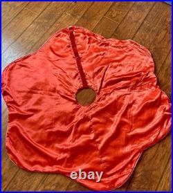 Rare Disney Embroidered Large Round Christmas Tree Skirt Mickey Minnie Donald
