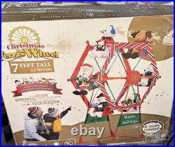 Rare Gemmy Christmas Ferris Wheel Rotates Characters Swing 7 Feet Tall Great