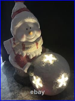 Rare Kringle Express 16 LED LIGHTED Winter Snowman Kid Snowball Star Glitter Rare Kringle Express 16 LED LIGHTED Winter Snowman Kid Snowball Star Glitter