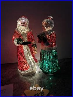 Rare Mr & Mrs Santa Claus Lighted Mercury Glass Christmas Valerie Parr Hill 8