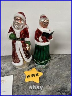 Rare Mr & Mrs Santa Claus Lighted Mercury Glass Christmas Valerie Parr Hill 8