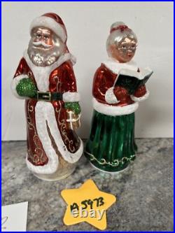 Rare Mr & Mrs Santa Claus Lighted Mercury Glass Christmas Valerie Parr Hill 8