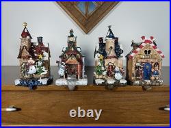 Rare Set Of 4 Christmas Express Stocking Hangers Made of metal Hand painted Rare Set Of 4 Christmas Express Stocking Hangers Made of metal Hand painted