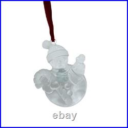 Rare Tiffany & Co Crystal Snowman Ornament Germany Box Pouch Letter 2014