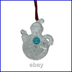 Rare Tiffany & Co Crystal Snowman Ornament Germany Box Pouch Letter 2014