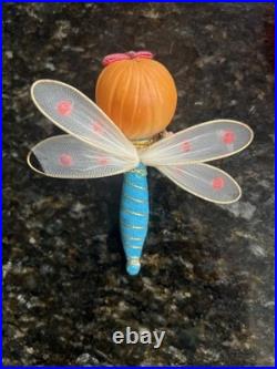Rare Vintage Mid-Century Anthropomorphic Pixie Dragonfly Christmas Ornament