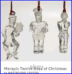 Rare Waterford Crystal Lord/Piper/Drummer MARQUIS 12 Days Christmas Ornaments
