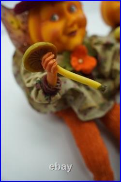 Rare Winward Pumpkin Head Figurines Set Fall Halloween Decor Pair Whimsy