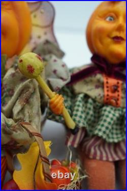 Rare Winward Pumpkin Head Figurines Set Fall Halloween Decor Pair Whimsy