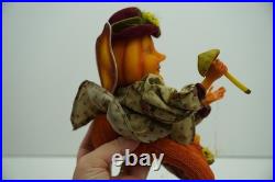 Rare Winward Pumpkin Head Figurines Set Fall Halloween Decor Pair Whimsy