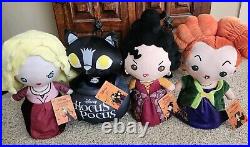Read-Lot 4 Hocus Pocus Binx, Winifred, Mary, Sarah Greeter Plush Approx 15-19 in