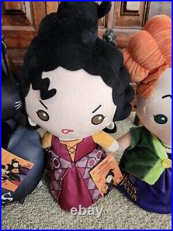 Read-Lot 4 Hocus Pocus Binx, Winifred, Mary, Sarah Greeter Plush Approx 15-19 in