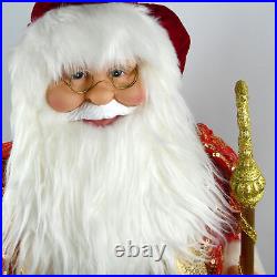 Realistic 36 Standing Santa Claus Decoration Red Gold Sequence Robe & Cap