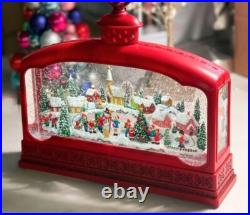 Red Water Lantern Lighted Christmas Village Scene Extra Wide MUSICAL Red Water Lantern Lighted Christmas Village Scene Extra Wide MUSICAL
