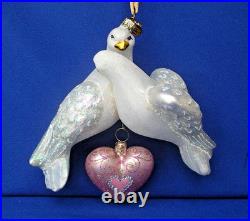 Reed & Barton Two Turtle Doves Glass Xmas Ornament C2966 Swarovski Crystal