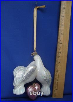 Reed & Barton Two Turtle Doves Glass Xmas Ornament C2966 Swarovski Crystal