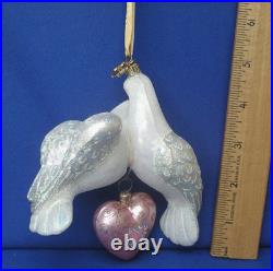 Reed & Barton Two Turtle Doves Glass Xmas Ornament C2966 Swarovski Crystal