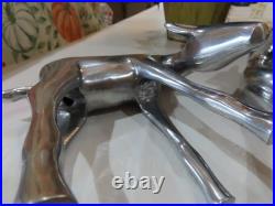 Reindeer 3 Piece Set Polished Aluminum Metal 13 3/4- 10- 6 Winter Decor