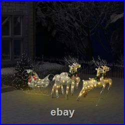 Reindeer And Sleigh Christmas Decoration Set of 4 Gold Mesh, Metal Reindeer And Sleigh Christmas Decoration Set of 4 Gold Mesh, Metal