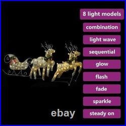 Reindeer And Sleigh Christmas Decoration Set of 4 Gold Mesh, Metal Reindeer And Sleigh Christmas Decoration Set of 4 Gold Mesh, Metal