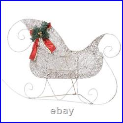 Reindeer And Sleigh Christmas Decoration Set of 4 Gold Mesh, Metal Reindeer And Sleigh Christmas Decoration Set of 4 Gold Mesh, Metal
